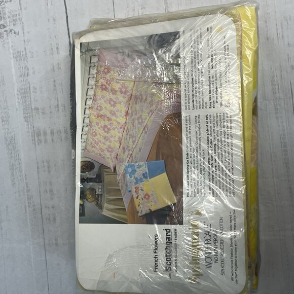 Vintage Wondercale Springmaid 2pc Sheet Set French Flowers Yellow Flat Fitted - Picture 14 of 14